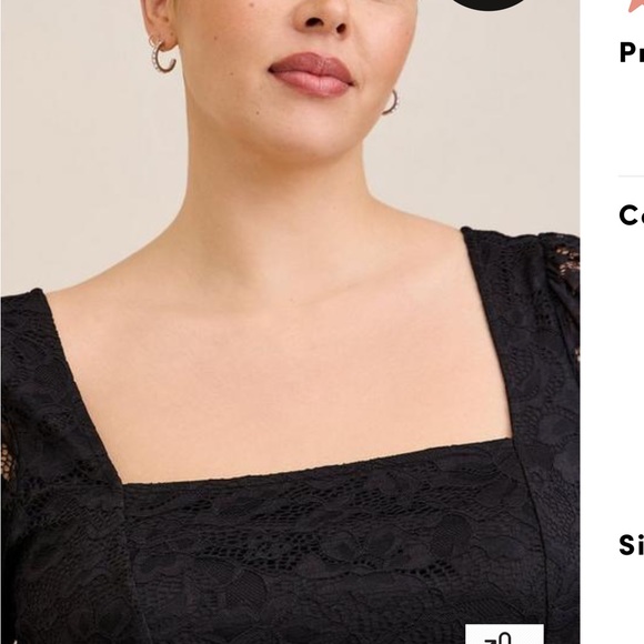 NWT LACE SQUARE NECK TOP - Picture 4 of 7